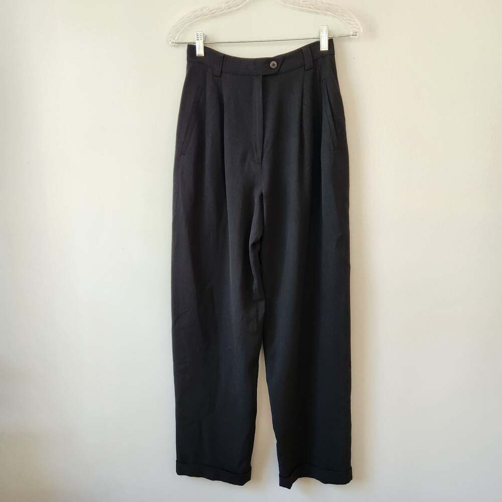 Ann Taylor Trouser Women's 6 Black Pleated Wide Leg Dress Pants Career Workwear